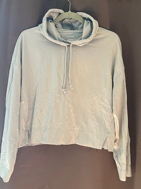 Everlane Light Blue Cropped Drawstring Hoodie